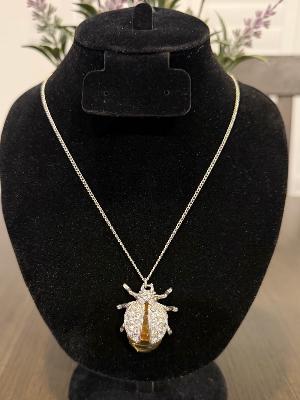 Lane Bryant Sparkling Crystal Rhinestone Ladybug Beetle Pendant Necklace